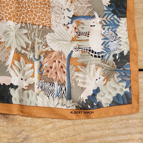 Albert Nipon Jungle Theme Silk scraf - Picture 2 of 3